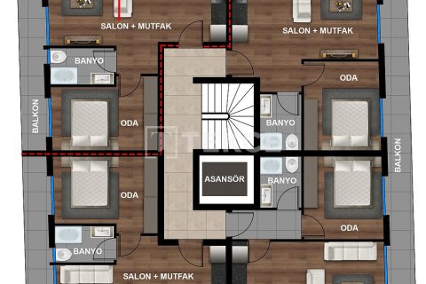 پنت هاس در  Antalya ، ترکیه 4 خوابه ، 220 متر مربع.  شماره 206523 - 8