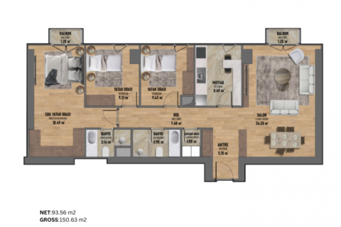Продажа квартиры  в Стамбуле, Турция 4 комн., 150м2, №186402 – фото 23