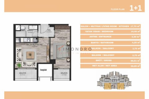 Продажа квартиры в Сарыере, Стамбуле, Турция 1+1, 88м2, №193355 – фото 13