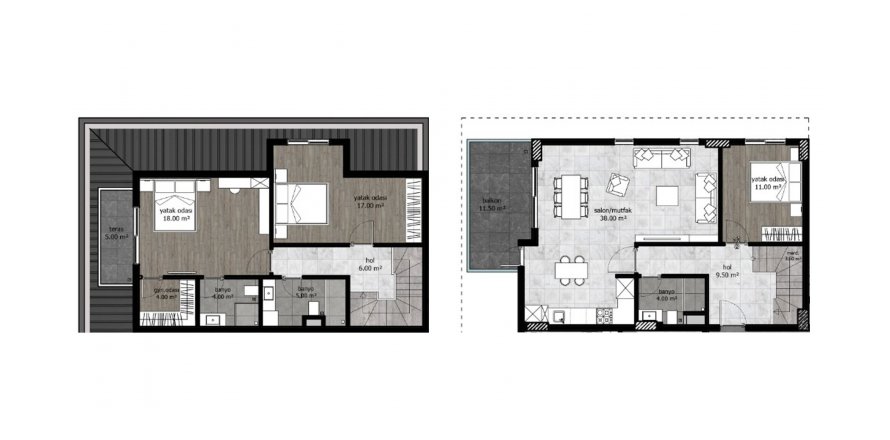 Квартира в Lilya 2 3+1, Авсаллар, Анталья, Турция №191556