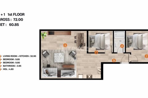 Продажа квартиры  в Стамбуле, Турция 1+1, 37м2, №193129 – фото 11