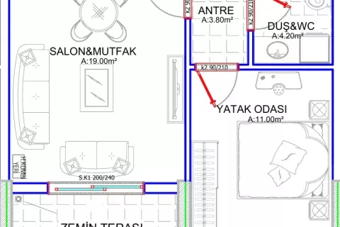 Продажа квартиры  в Аксу, Анталье, Турция 1+1, 50м2, №189428 – фото 19