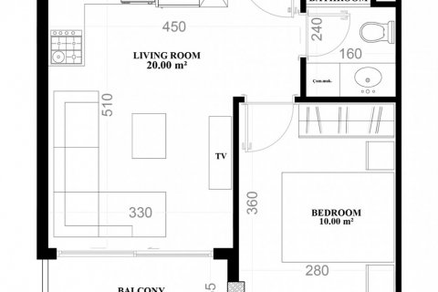 1+1 Lägenhet i Yekta Blue V Residence, Mahmutlar, Antalya, Turkiet Nr. 164748