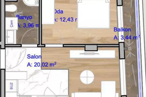 1+1 Lejlighed  i Mugla, Tyrkiet Nr. 183324 - 15