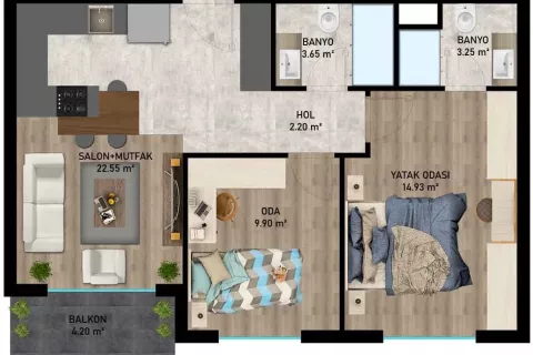 2+1 Lejlighed  i Aksu, Antalya, Tyrkiet Nr. 182842 - 12