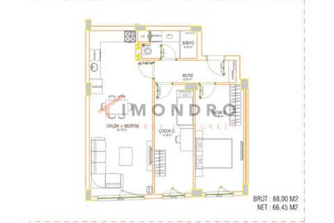 آپارتمان در  Antalya ، ترکیه 2 خوابه ، 88 متر مربع.  شماره 184503 - 11