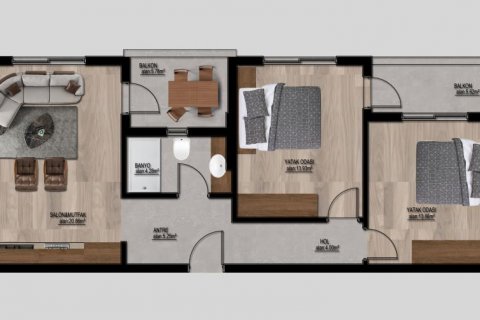 Продажа квартиры  в Мерсине, Турция 2 комн., 65м2, №186420 – фото 21