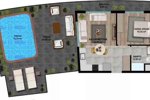 Продажа квартиры  в Аксу, Анталье, Турция 1+1, 47.25м2, №182769 – фото 24