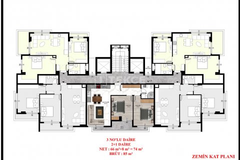 2+1 Penthouse  i Alanya, Antalya, Tyrkiet Nr. 193832 - 15