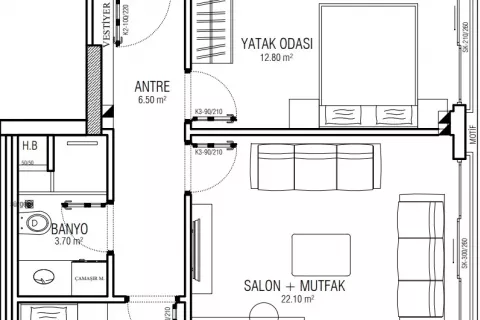 2+1 Lejlighed  i Mugla, Tyrkiet Nr. 183172 - 11