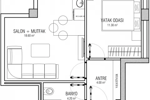 1+1 Lägenhet  i Mugla, Turkiet Nr. 183169 - 11