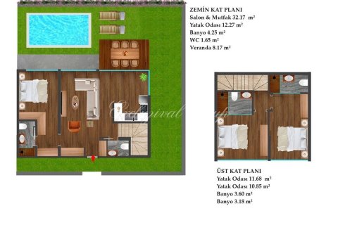 3+1 Villa  i Bodrum, Mugla, Tyrkiet Nr. 179310 - 26