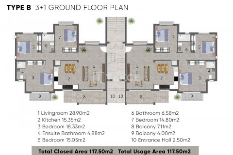 3+1 Wohnung  in Girne,  Nr. 188030 - 15