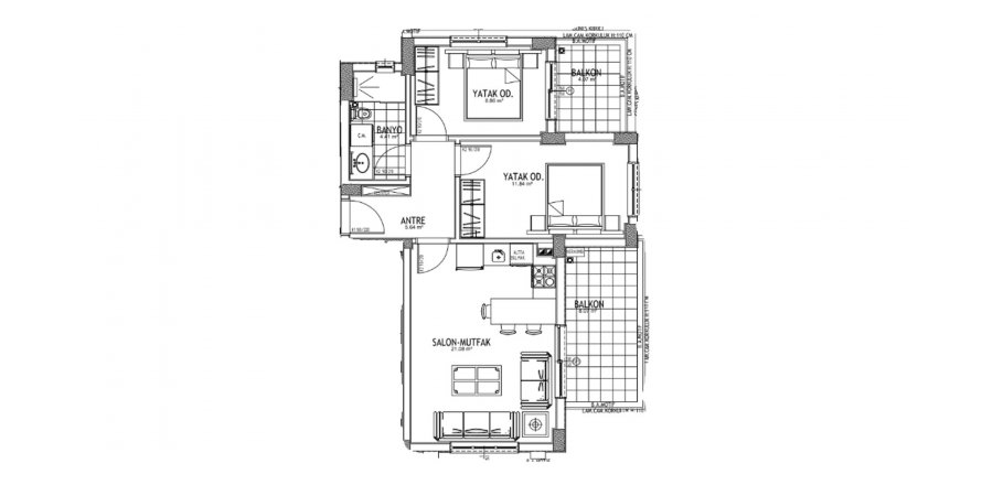 2+1 Lägenhet i Mona Ladin, Antalya, Turkiet Nr. 185104